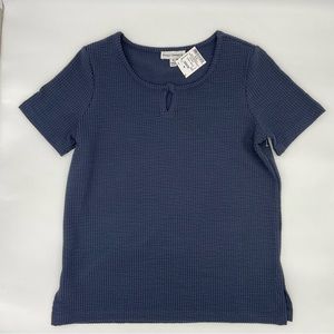 NWT Emily Daniels Short Sleeve Navy Top, Medium
